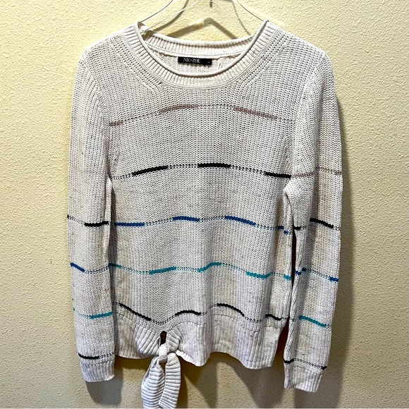NIC+ZOE Sweaters - Nic & Zoe Striped Tie Front Sweater